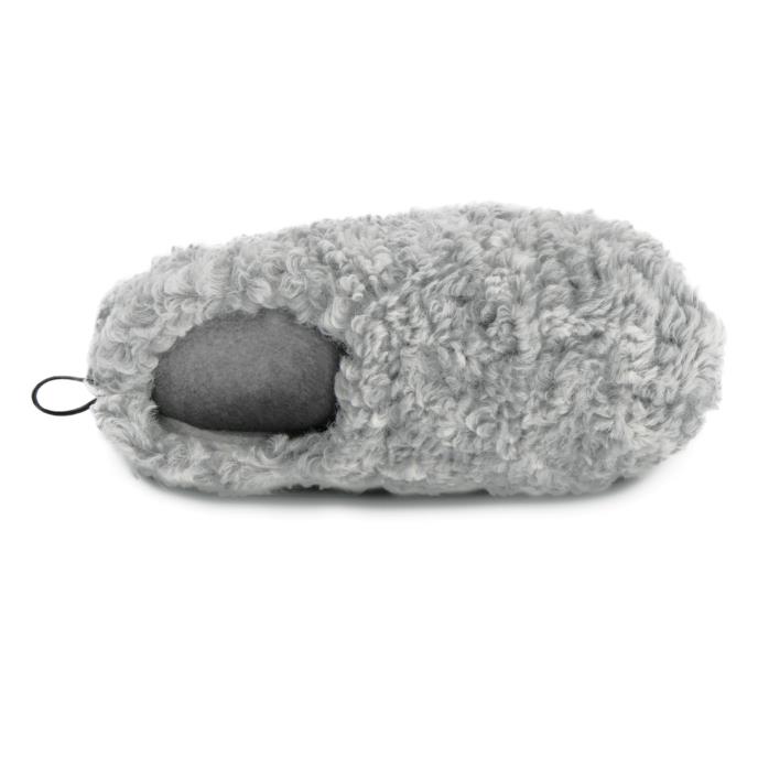 totes Ladies Faux Fur Full Back Slippers Grey Extra Image 5
